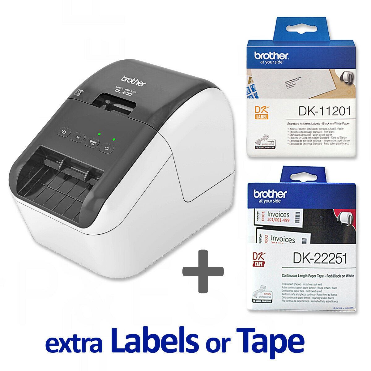 Brother QL-800 Label Printer, USB PC & MAC, P-touch, EXTRA QL Label Roll  BUNDLE