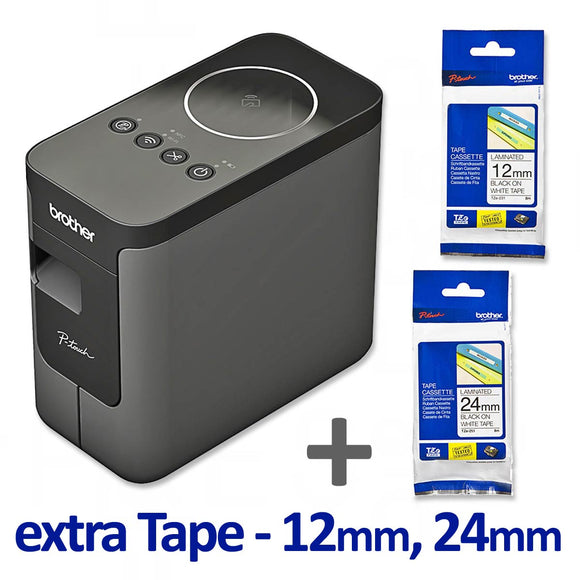 Brother PT-P750W P-Touch Label maker BUNDLE, PC & Mac, Wireless, EXTRA TZe Tape