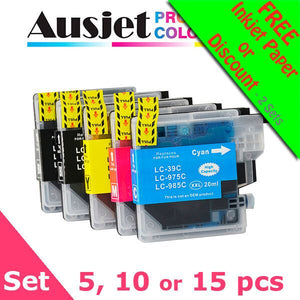 Ausjet LC39 non-OEM Ink Cartridge Value Set for Brother DCPJ125-515,MFCJ220-415