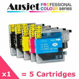 Ausjet LC39 non-OEM Ink Cartridge Value Set for Brother DCPJ125-515,MFCJ220-415