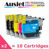 Ausjet LC39 non-OEM Ink Cartridge Value Set for Brother DCPJ125-515,MFCJ220-415