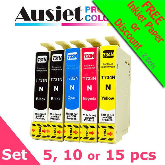 Ausjet 73N,T073 non-OEM Ink cartridge Value Pack for Epson Stylus C,CX,T,TX