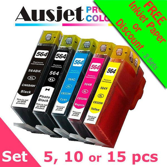 Ausjet non-OEM Ink Cartridge for HP 564XL, 5-colour Photosmart C6380,D7560,C410