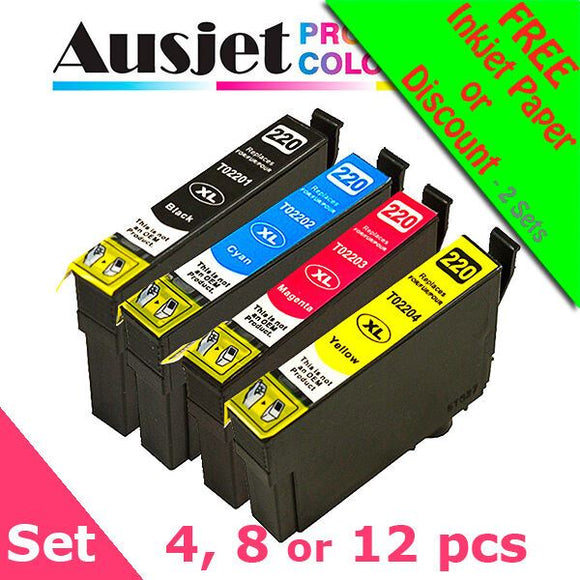 Ausjet 220XL non-OEM Ink cartridge Value Pack for Epson XP320/4,420, WF2630-2760