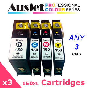 3 x Ausjet 150XL non-OEM new Ink Cartridge for Lexmark Pro 715/915,S315,415,515