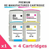 Ausjet remanufactured 4-Set Ink Cartridge for HP 88XL Officejet Pro K5400,K8600