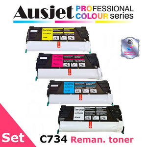 Ausjet C734A remanufactured Toner Set for LEXMARK C736,X734,X736,X738, 6000 pp
