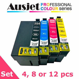 Ausjet 254XL,252XL nonOEM Ink cartridge Set for Epson WF-3620/40,7610/20,7710/25