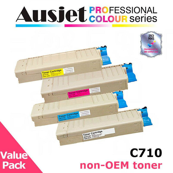 Ausjet Toner cartridge Set for OKI colour laser C710, C711 - 11/11.5K pages