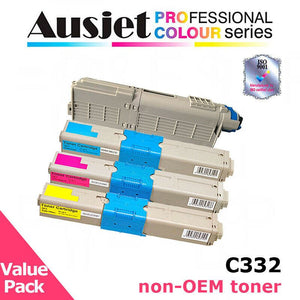 Ausjet Toner cartridge Set for OKI Colour laser printers C332, MC363