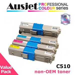 Ausjet Toner cartridge Set for OKI colour laser C510,C511,C530,C531, MC561,MC562