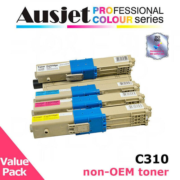 Ausjet Toner cartridge Set for OKI colour laser C310,C330,C510,C530, MC361,MC561