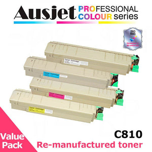 Ausjet Toner cartridge Set for OKI colour laser C810, C830. 8000 pages