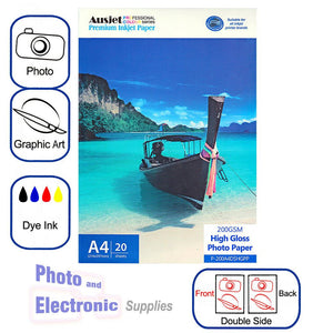 A4 High Gloss DS (double sided) Photo Paper for Dye Inkjet 200gsm - 20 Sheets