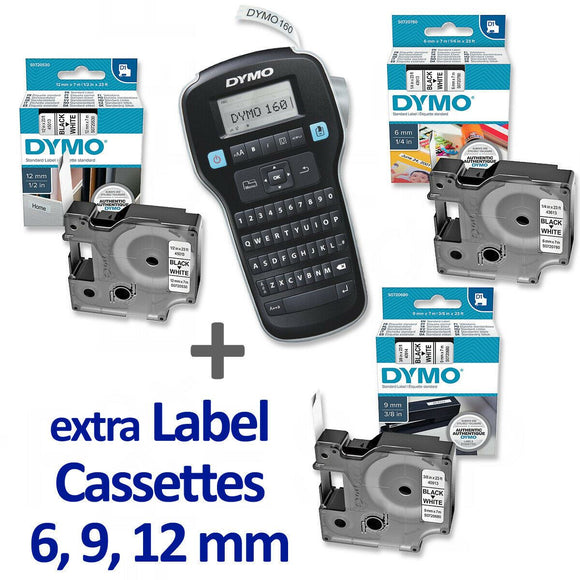 Dymo LabelManager 160 BUNDLE, 160P handheld compact label maker - with EXTRA D1 labels