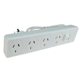 Jackson 4-outlet powerboard, 0.9m or 3m lead, switch, surge & overload protected
