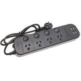 Jackson 4-way USB/USB-C Powerboard, fast charge, 1m lead, surge/overload protect