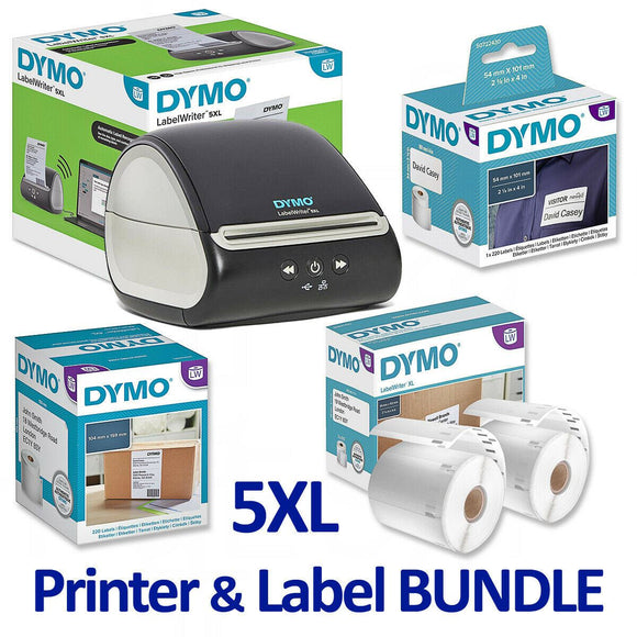 Dymo LabelWriter 5XL Printer BUNDLE, with Genuine Dymo Shipping Labels, PC/Mac
