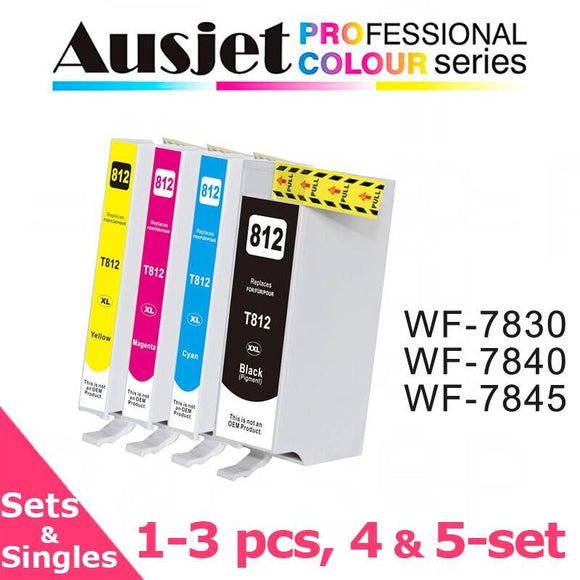 Ausjet 812XXL non-OEM Ink cartridge set for Epson Workforce WF7830,WF7840,WF7845